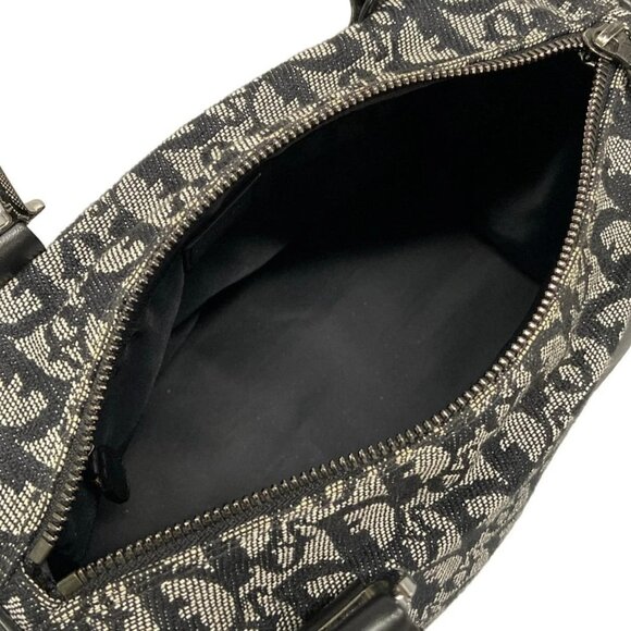 Auth DIOR/ChristianDior Trotteur Black Cream Jacquard Leather Handbag - Picture 15 of 16